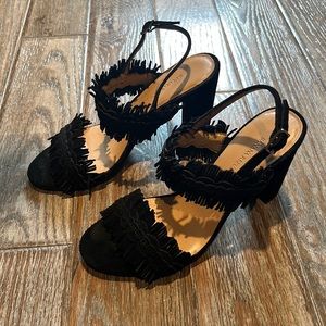 EUC! Banana Republic Black suede Fringe Heel